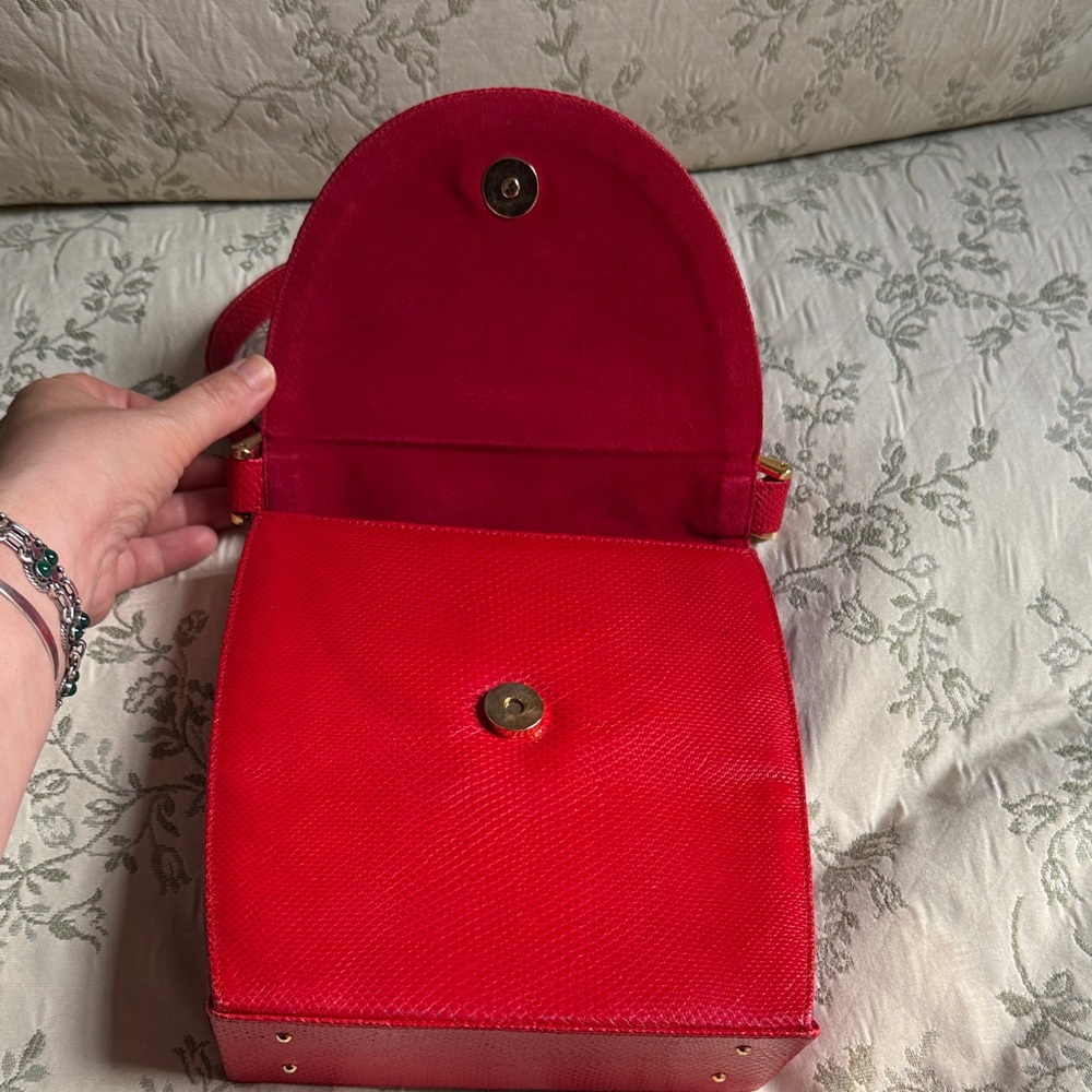 Andrea Pfister Vintage Red Leather and Purple Suede Purse - Picture 9 of 17